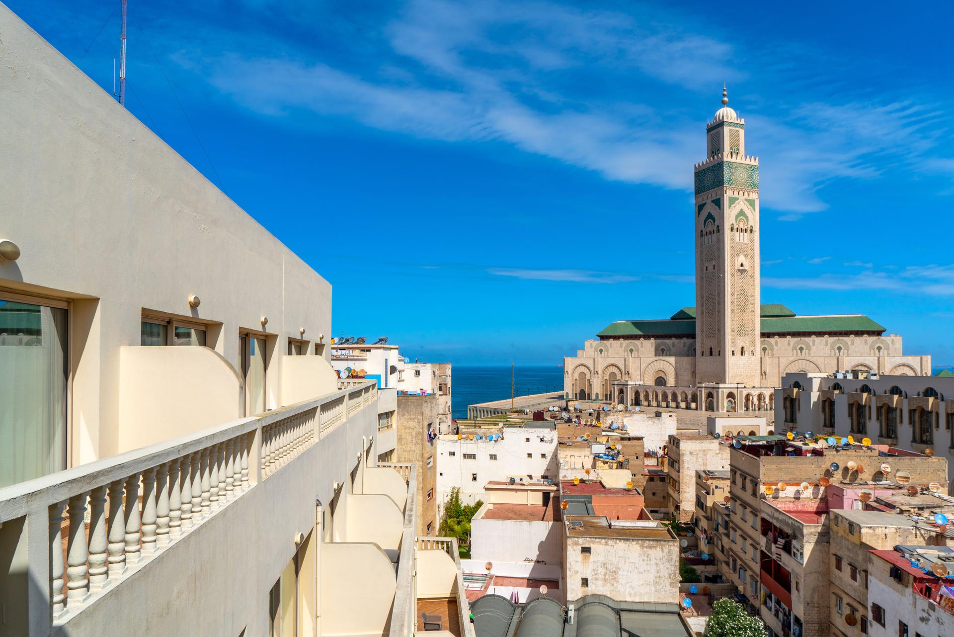 Hassan II Mosque and residential district, Casablanca, Morocco